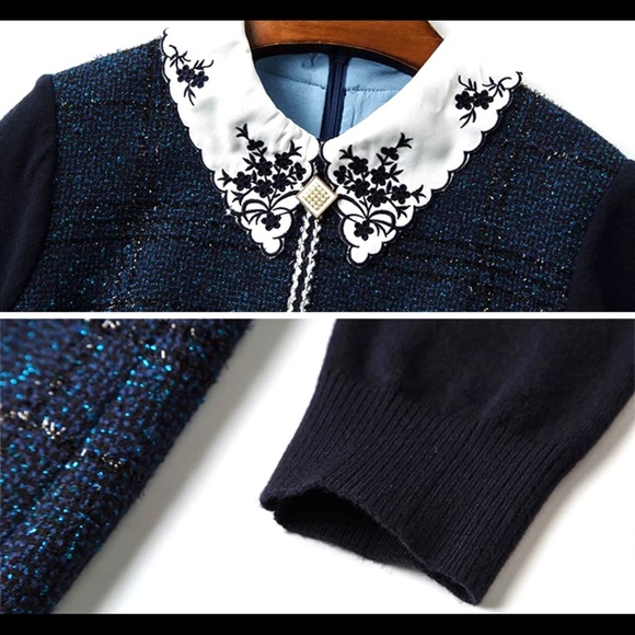 🌺 NEW Vintage French Style A-Line Wool Dress - Picture 6 of 7